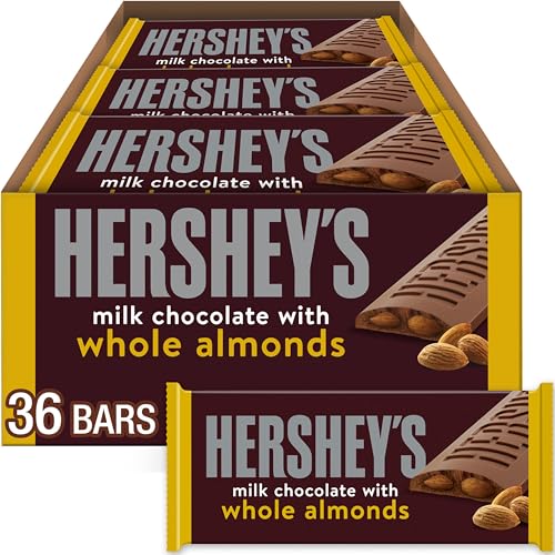 HERSHEY'S Milk Chocolate with Almonds Candy Bars, 1.45oz, 36ct