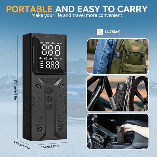 Image of Tire Inflator Portable Air Compressor, High-Speed 150PSI Cordless Air Pump for Car Tires with Powerful Battery, Auto Shut-Off - Portable Tire Pump for Car, Bike, Motorcycle and Balls 2 (Pack)