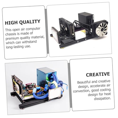 Gabinete para computadora Tofficu ATX con soporte para almacenamiento, compatible con fuente de poder estándar y placa madre ATX, eficiente disipación de calor para construcciones personalizadas miniatura 4