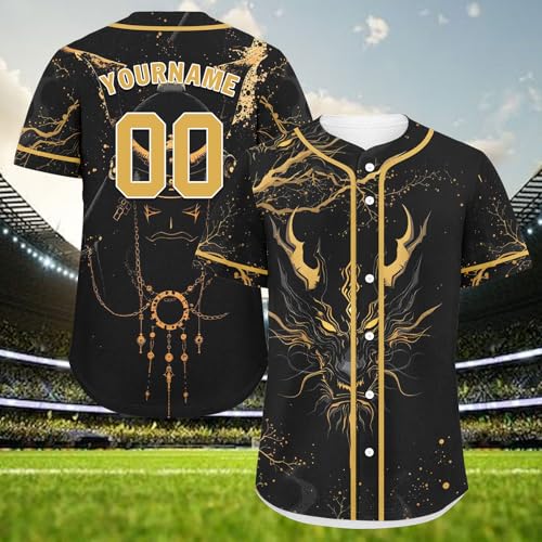 Camiseta personalizada de béisbol con estampado de dragón para hombres, mujeres y jóvenes, con nombre y número, transpirable y de secado rápido miniatura 3