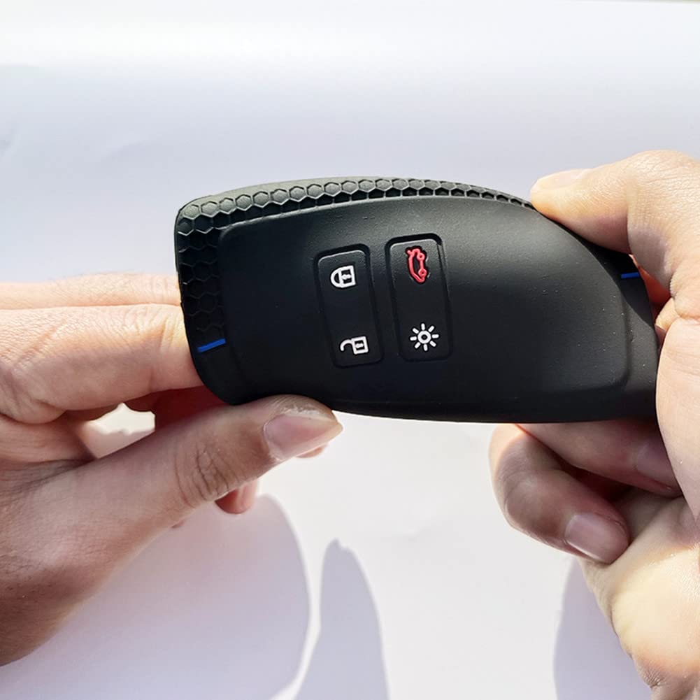 Cover In Silicone Per Chiave Auto Compatibile Renault Captur Megane Clio Zoe Dacia Sandero - 4 Pulsanti - Nero