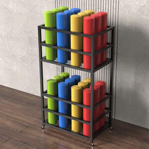 Soporte de metal para 24 esterillas de ejercicio con ruedas 8