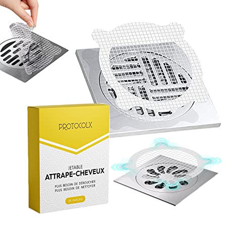 Protocolx ® [FR] | Patchs | Attrape cheveux Douche | Filtre Baignoire Anti Cheveux , Protecteur évacuation | Anti bouchon.