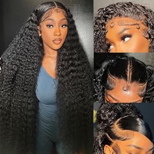200% Density 28 Inch 13×6 Deep Wave Lace Front Wigs Human Hair Curly Human Hair Wig Curly Wet And Wavy Water Wave HD Lace Front Wigs Human Hair Pre Plucked Frontal Wigs Human Hair