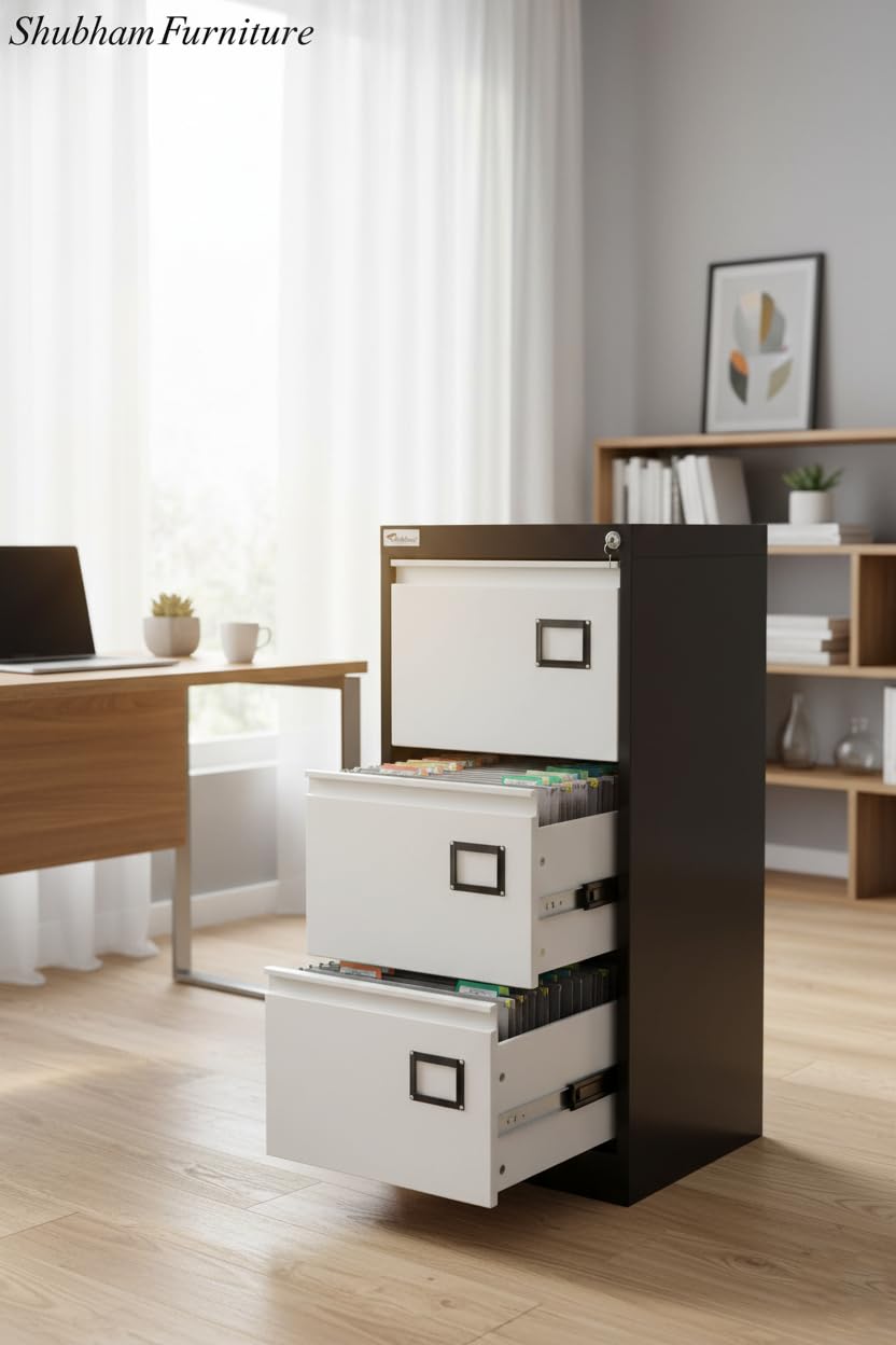 Shubham Furniture 3 Drawer Steel Filing Cabinet – Lockable Metal Office File Organizer for Legal/Letter Documents | Heavy-Duty Vertical File Storage Unit for Home, Workplace & Business Use (Brown) Shubham Furniture 3 Drawer Steel Filing Cabinet – Lockable Metal Office File Organizer for Legal/Letter Documents | Heavy-Duty Vertical File Storage Unit for Home, Workplace & Business Use (Brown)