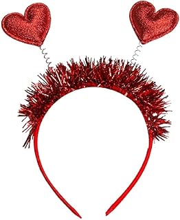 LKQBBSZ Red Valentine's Day Heart Headband Hair Band Red Hearts Boppers Hairband for New Year Holiday Wedding Birthday Party Gift