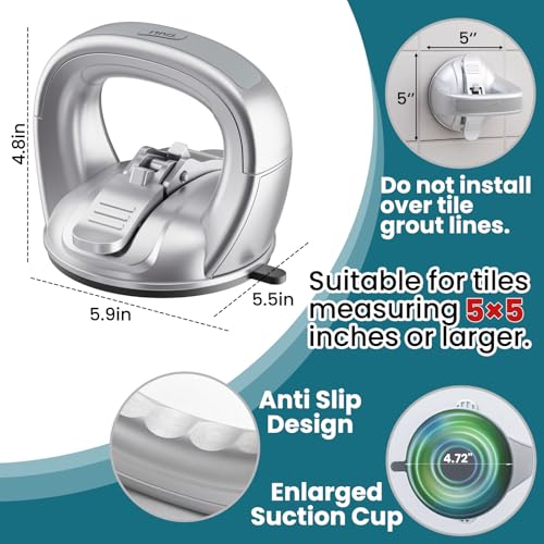 Image of TAILI Shower Grab Bars,Suction Handles,Upgraded,Travel,RV,2 Pack,Silver | Safety for Bathtubs,Toilet,Elderly&Seniors,Bathroom Grip Bar Handrails,No Drilling Removable Waterproof,Portable,Travel,RV