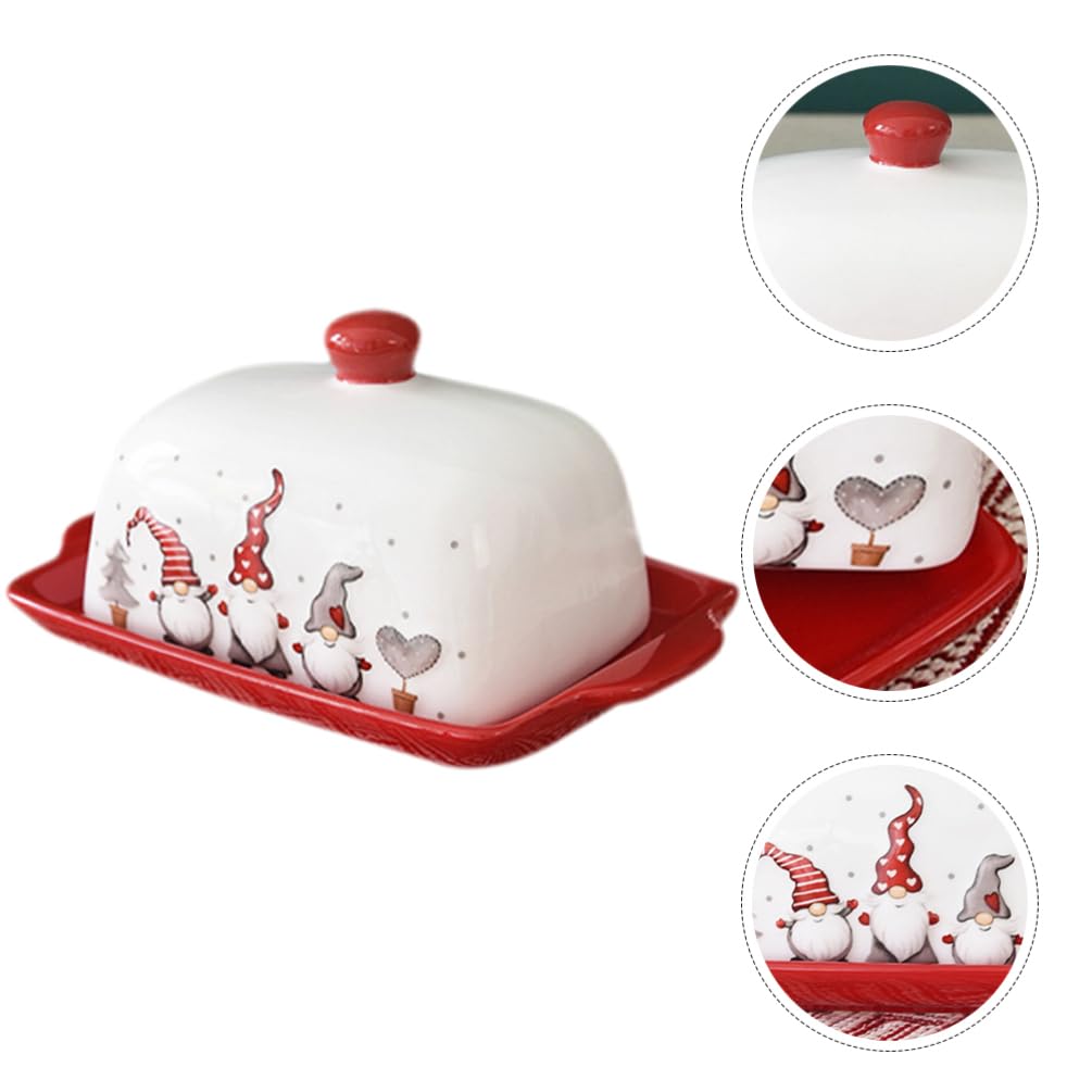 Zerodeko Butterdose Für Weihnachten Butterbehälter Aus Porzellan Butterteller Buttertablett Käsebehälterhalter Für Die Weihnachtsfeier Auf Der Küchenarbeitsplatte
