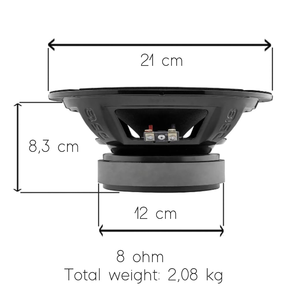 KIT SET PER DS 18 PRO-88XA altoparlante medio basso, edizione 10° anniversario, da 20 cm 200 mm 8", 275 watt rms 550 watt max, 8 ohm, 97,8 db, per casa, 1 pezzo + faston di montaggio