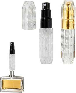 RZJZGZ 5ML Perfume Bottles Travel Sprayer 2Count Refillable Rhombic Perfume Dispenser Bottles, Portable travel bottle for Travel Trip Business (Black+Gold)