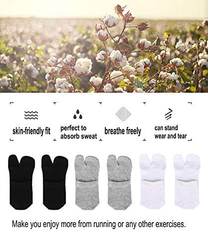 Image of Women's Solid 2 Toe Flip Flop Tabi Socks Geta Ankle Cotton 5 /6 Pairs