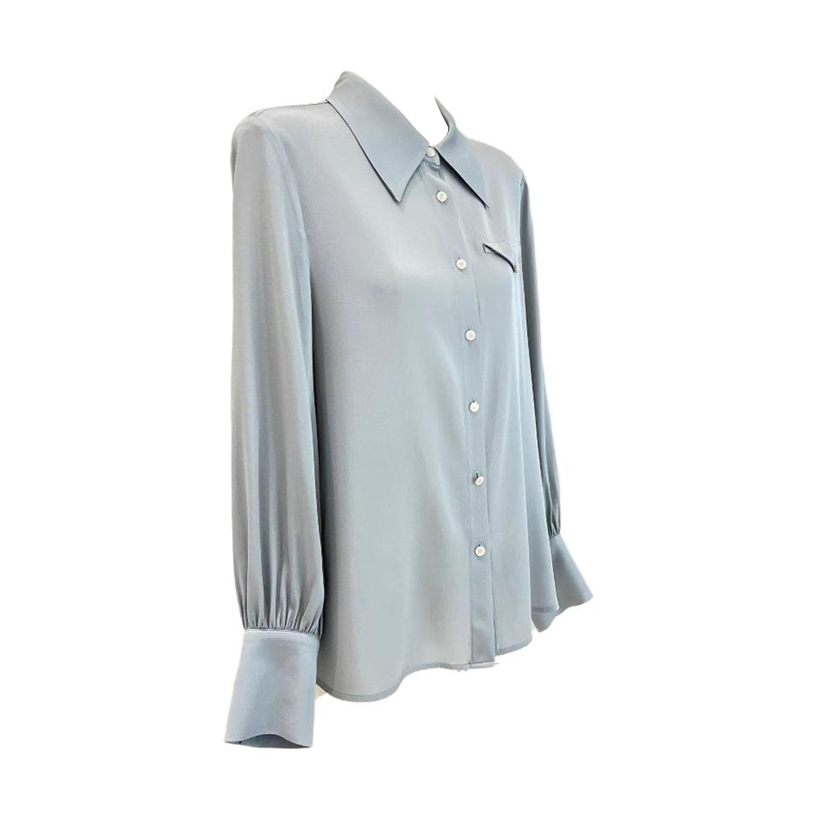 Donna Blusa da Ufficio in Seta Cr锚pe Stretch