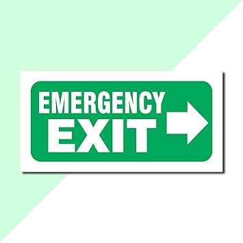BIRD'S MIND Emergency Exit Arrow Sign Board For Office Hospital Shops School Clinic Factory Garden Signage Business Commercial Sign Board (L x H 30 x 20 CM)