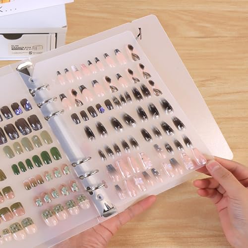A5 Nagel Organizer Set,mit Druckknopf und Loseblatt System,1 Stk A5 O-förmiger Clip,6 Stk Seitenteile,mit Klebeband,Herausnehmbares Nailart Aufbewahrungsalbum,Album für fertige Nailart Sammlungen