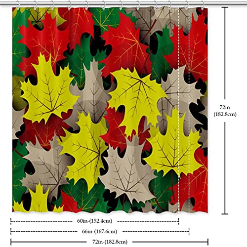 Rideau de douche feuilles d'érable imperméable 183x183cm grand format multicolore - 7