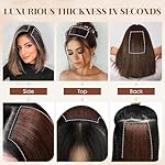 Clip in Hair Extensions Real Human Hair Short Extensions for Women Adding Volume 2 Pcs Invisible Clip on Hairpieces with Thinning 6 Inch Dark Brown - Image 5