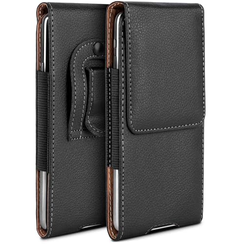 moex Funda para LG X Power 3 con clip para cinturón, funda de piel sintética, funda para teléfono móvil, funda para cinturón, color negro