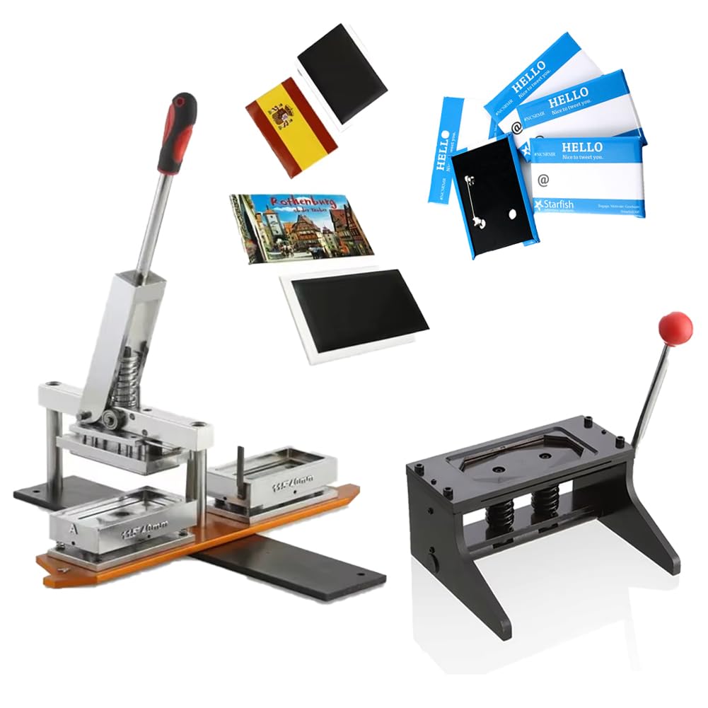 MYUYEE 127X41.5Mm Photo Magnet Machine, Diy Fridge Magnets Making Machine Kit With Paper Cutter+ 100Pcs Component Fridge Magnet, For Decorate Refrigerators Advertising Gift Maki