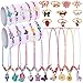 faburo 30 Pezzi Braccialetti e Anelli Bambini Collana, Dell'amicizia delle Ragazze e Regolabili Anelli per Bambini Bambina Regali Bomboniere