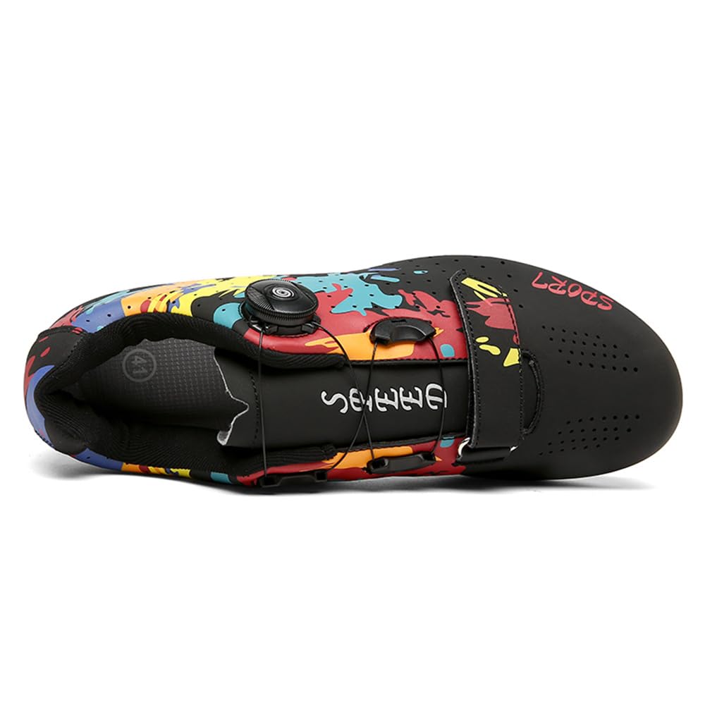 Hixingo Scarpe da Ciclismo Uomo Donna Graffiti Colorati Stampa Strada Scarpe da Strada e Mountain Bike con Suola in Gomma MTB Scarpe da Bicicletta Scarpe da Equitazione per Interni