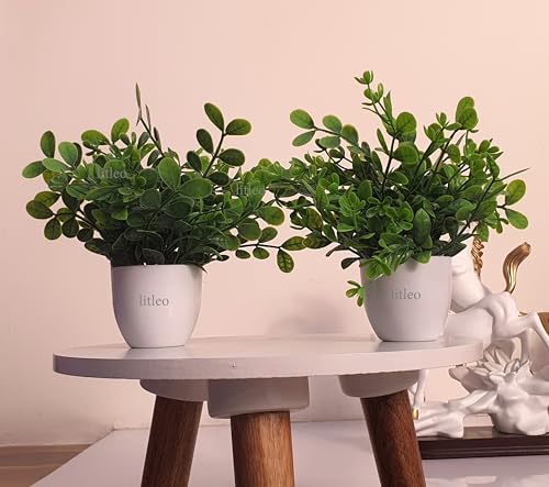 Litleo Plastic Mini Green Plant With Pot Small Greenery Decor For Indoor Home Farmhouse Aesthetic Bedroom Shelf Office Desk Bathroom Decoration (Red Green Pack Of 4), Artificial Plant - Image 4