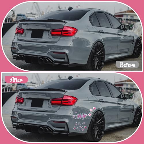 Image of 3 PCS Cherry Blossom Vinyl Car Sticker, 10'' Pink Car Stickers for Women, Cherry Blossom Stickers Cars Vinyl Sticker for Motocycle, Automotive, Home Decor