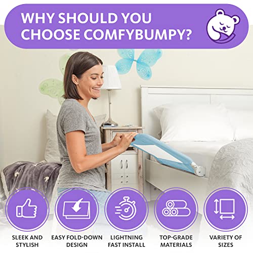 Comfybumpy Toddler Bed Rail Guard For Kids Twin, Double, Full Size Queen & King Mattress - Bedrail For Toddlers - Fit For Slats & Boxspring - Children & Baby Bed Rails (Blue Reg) #TOP3