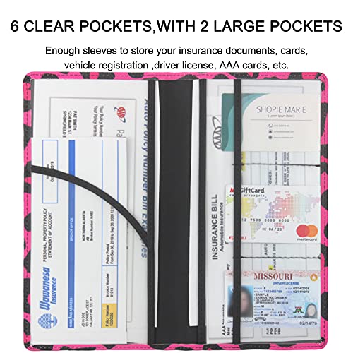 Image of LumiMokki Premium Car Registration & Insurance Card Holder with Magnetic Shut, Vehicle Glove Box Car Organizer - For Documents, Cards, License (Leopard B)