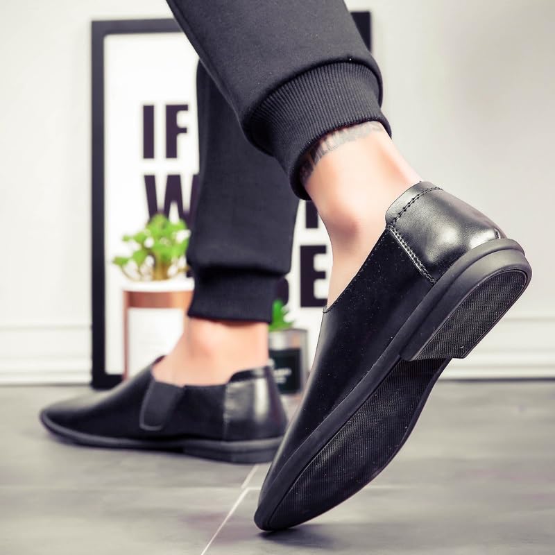 Men's Loafers Shoes Round Toe Solid Color Faux Leather Loafer Shoes Flexible Anti-Slip Comfortable Walking Classic Slip-ons4