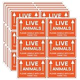60PCS Live Animals Stickers for Airline Cargo,2x3 Inches Please Handle with Care This Side Up Warning Stickers,Live Animal Transport Labels for Travel,Shipping,Packing,Dog Kennel,Cats,Pets Carriers