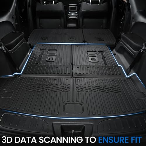 Image of Cargo Mat Backrest Mats for 2016-2025 2026 Dodge Durango 6 /7 Seats Car Mat Accessories, All Weather TPE Cargo Liner Trunk Mat SXT GT RT SRT 392 Hellcat(Cargo Mat+3rd Row Backrest Mats)