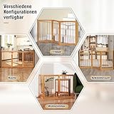 COSTWAY Absperrgitter Hunde 3-teilig, Schutzgitter Holz, Treppengitter 76cm Hoch, Hundeabsperrgitter klappbar, Hundegitter Türschutzgitter Freistehend, Tannenholz, für Küche, Flur, Treppe (Natur)