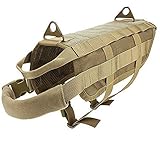Ultrafun Tactical Dog Molle Vest Military Training Harness with Handle Outdoor Pet Supplies (Tan, M)