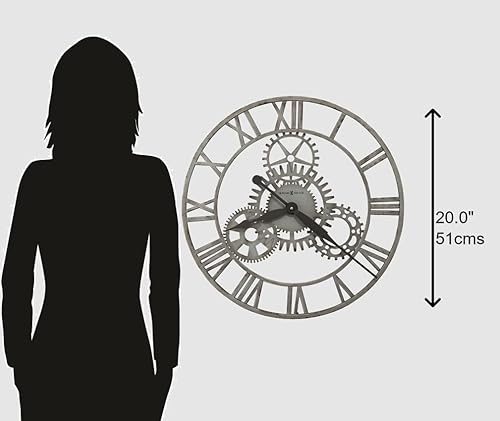 Miniatura 2 de Howard Miller Sibley - Reloj de pared industrial con diseño de engranaje Steampunk vintage y movimiento de cuarzo, reloj rústico moderno para