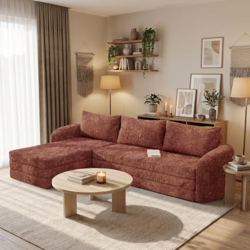 Vesgantti 6 in 1 Folding Sofa Bed, Convertible Sectional Couch, Orange