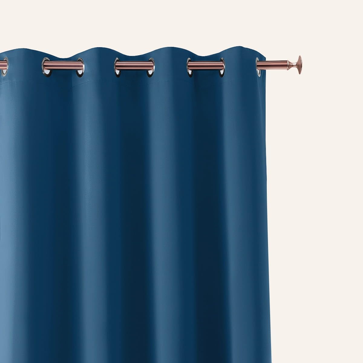 ROOM99 Curtain with Silver Eyelets Aura 140 x 280 cm Width x Height Sliding Curtains Modern Curtain Living Room Bedroom Dark Blue 1 Piece - Image 2