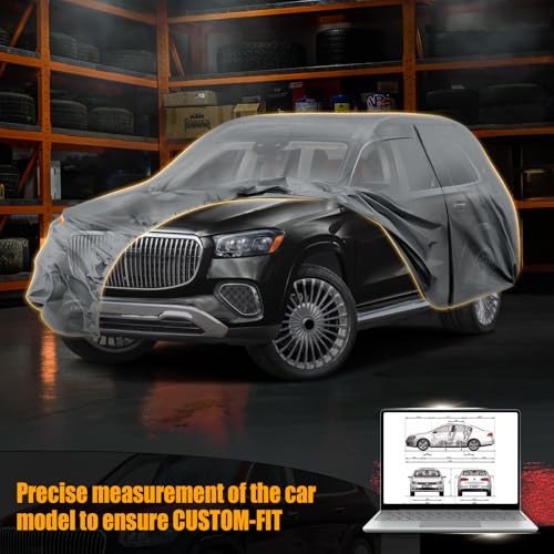 Waterproof Premium Car Covers Replace for 2006-2024 Mercedes Benz GL/GLS Class 450, 10 Layers Heavy Duty All Weather Car Cover with Zipper Door, Windproof Bands for Snow Rain Dust Protection by sportuli - Image 9