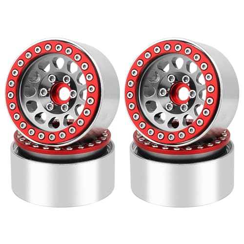 Jantes 1.9 Beadlock alu rouge-titane pour réparer et surélever un Crawler 1/10