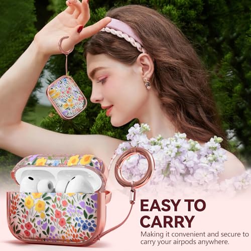 Image of Inesore for AirPods Pro 3 Case Cover 2025 with Lock- Seven Color Flower | Two-Piece Design,with Gold Keychain & Clean Pen, As Phone Stand,Support Wireless Charging,Cute Luxury Case for Women Girly