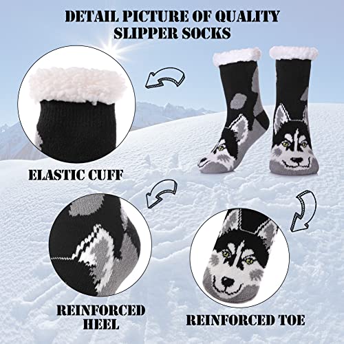 MQELONG Kids Slipper Fuzzy Socks Boys Girls Fluffy Fleece Lined Warm Plush Sherpa Winter Non Slip Christmas Home Socks4