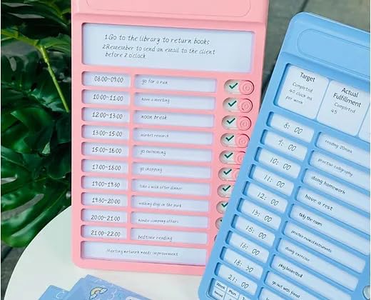Kamini Enterprise Portable Self-Discipline Chores Chart - Daily Checklist Board With 15 Pcs Blank Paper Sliding Morning Routine | Planning Boards Reminder for Home School Office (1ps/Pink) 4