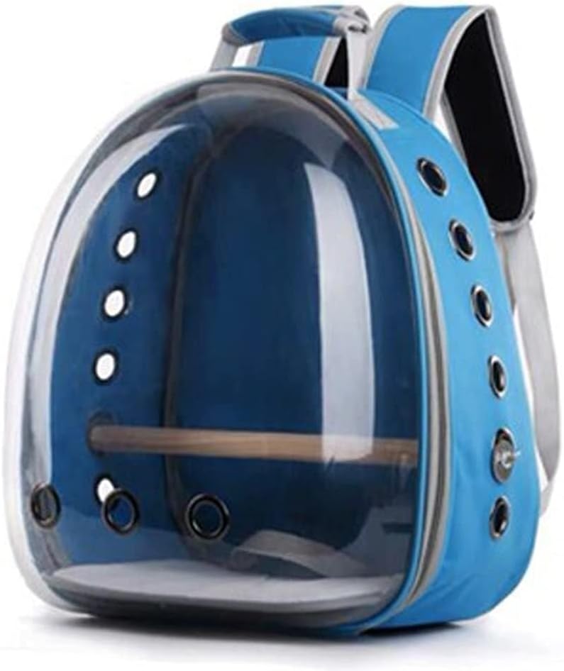 Portable Travel Bird Cage for Small Birds, Lightweight Breathable Carrier with Double-Zipper & Handle, Green/Blue