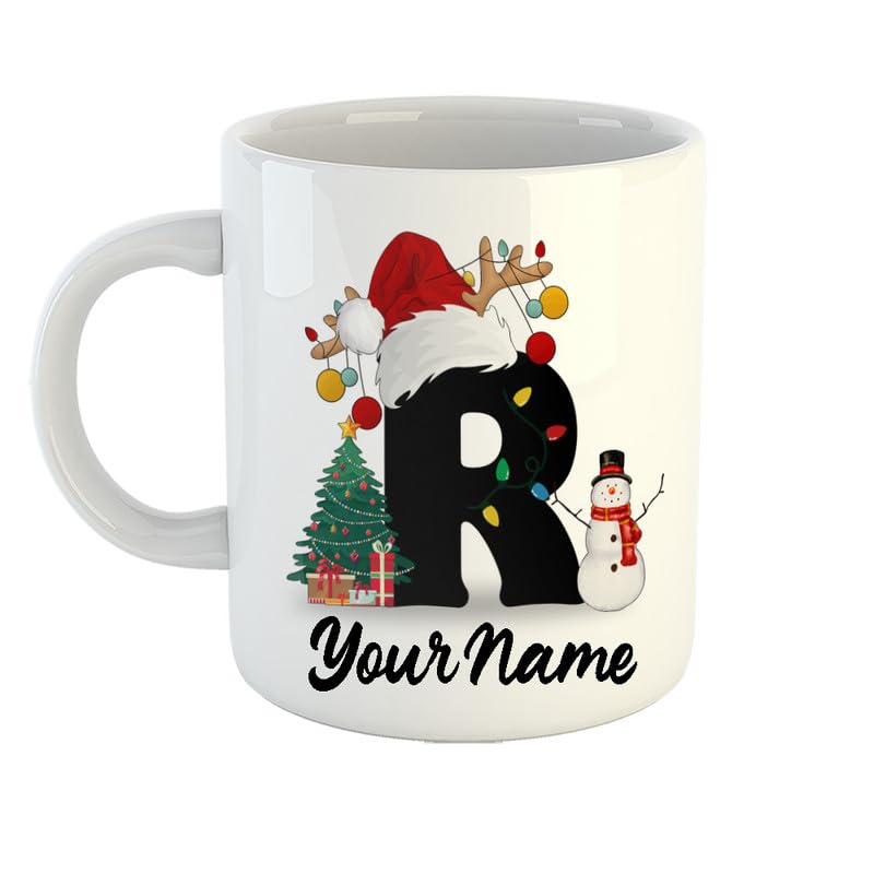 Customised/Personalised Coffee Mug/Cup with Name Printed, Christmas/Xmas Gifts, Secret Santa Gift, Alp-R-S2, R6299-WH