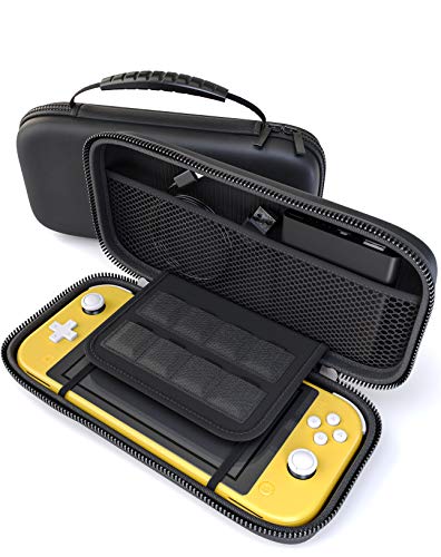 innoGadgets Sac Compatible avec Le Nintendo Switch Lite | Sac de Rangement avec 8 Porte-Cartes de Jeu | Housse de Protection, Sac de Transport, Pochette | Coque Rigide, Noir