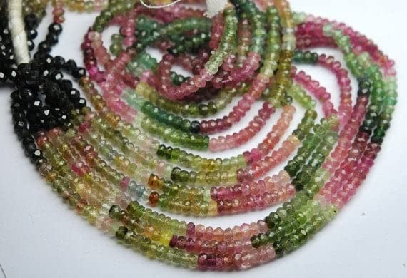 Multi Tourmaline fine facettée 3mm pour réparer et personnaliser un collier