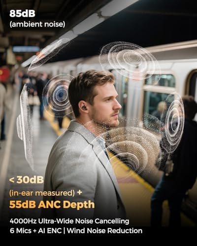Image of SoundPEATS H3 Hi-Res Wireless Bluetooth Headphones with LDAC, aptX Lossless, Triple Units, 55dB Active Noise Cancellation, 6 AI Microphones, Transparent Mode, BT5.4, APP, 37H, IPX5, Titanium Black