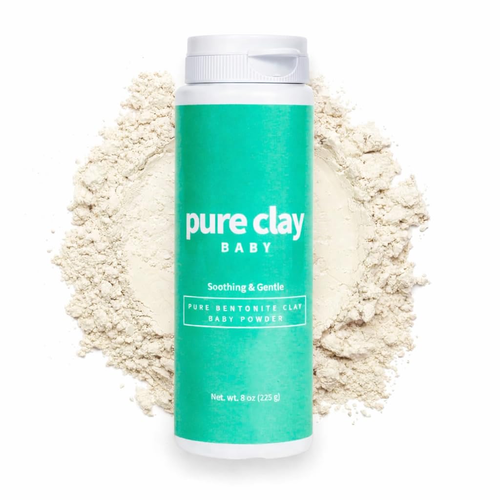 Talc Free Baby Powder with Organic Bentonite Clay Food Grade for Sensitive Skin, Gentle Calcium Bentonite Care for Delicate Infant Diaper Area. Talc-Free Baby Powder. Unscented and Organic.