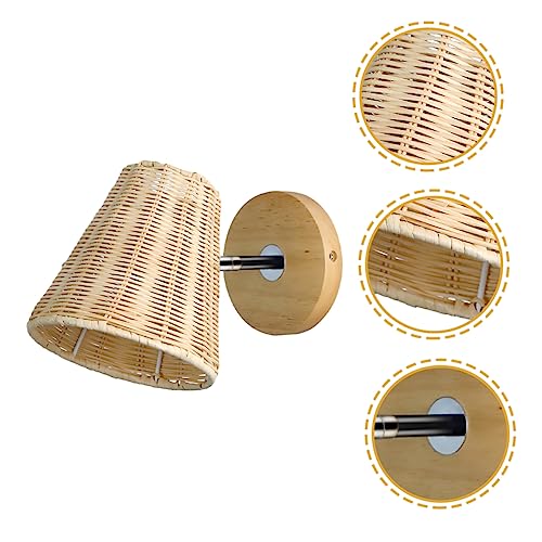Lámpara de pared de ratán SEWACC rústica para dormitorio 7