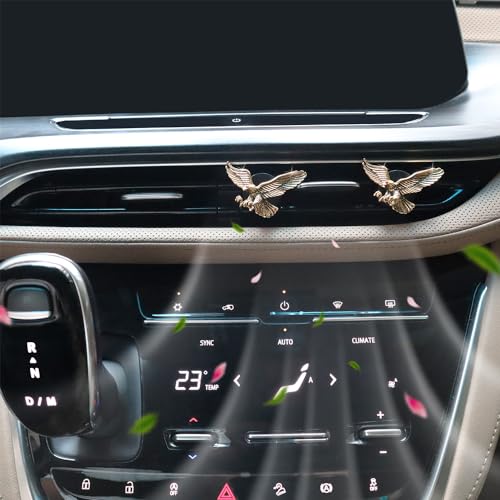 Image of ORIESSE Vintage Eagle Car Air Freshener Vent Clips,2pcs Alloy Golden Hawk Vent Clips Car Accessories,Refillable Car Diffuser with Felt Mads