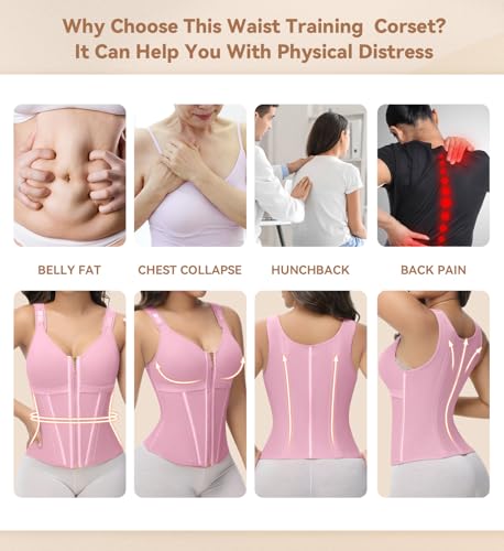 Image of SHAPSHE Waist Trainer Corset for Women Tummy Control Sport Workout Body Shaper Vest for Postpartum Gym Zipper and Hooks